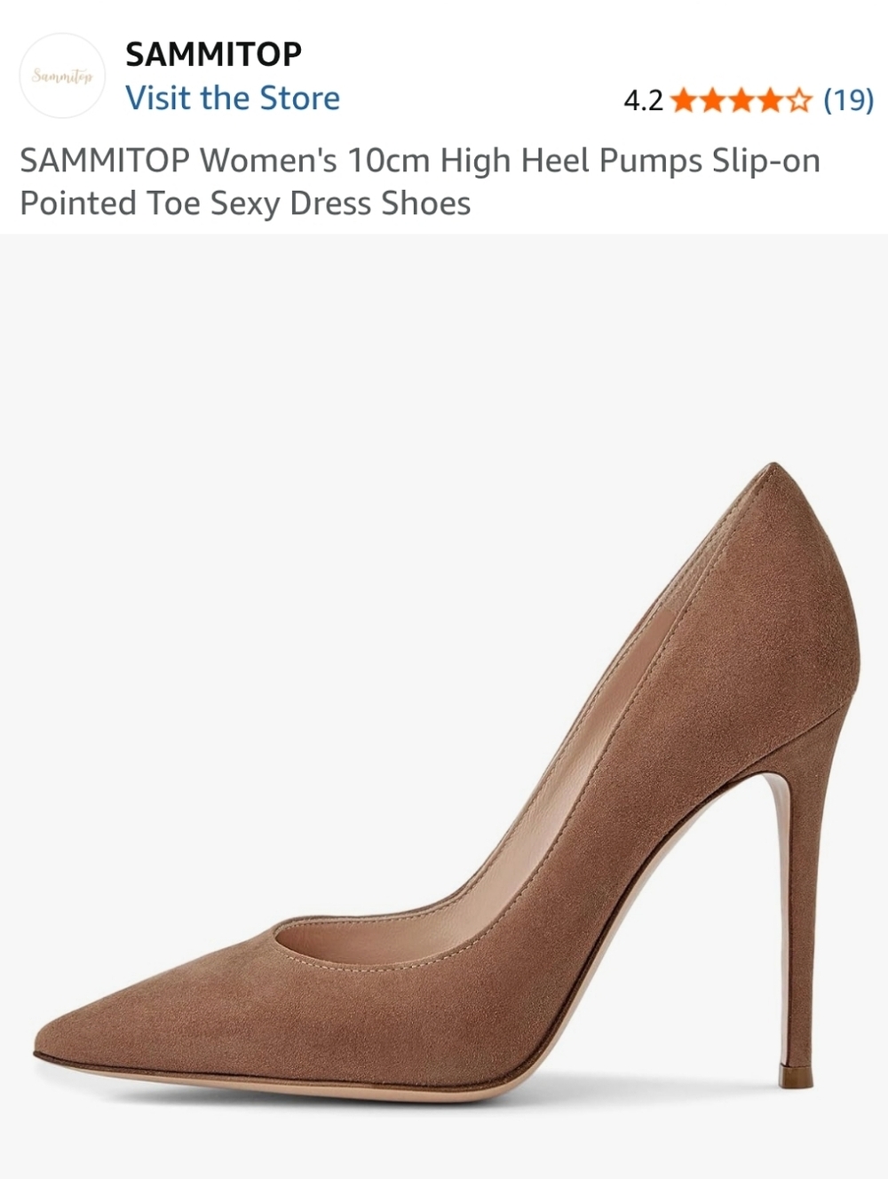 Sammitop Classic Pointed-Toe Suede Stiletto Pump - Brown